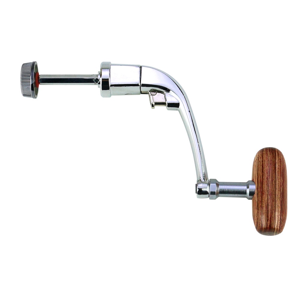 Handle Reel Pancing Bahan Full Metal Dengan Power Knob Kayu