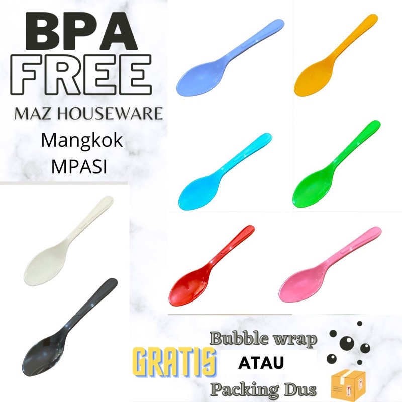Sendok Hoya Plastik BPA FREE sendok makan tidak mudah patah berbahan tebal, sendok makan, sendok bay