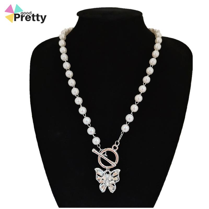 Kalung choker kupu-kupu mutiara yang cocok untuk semua temperamen peri - PD