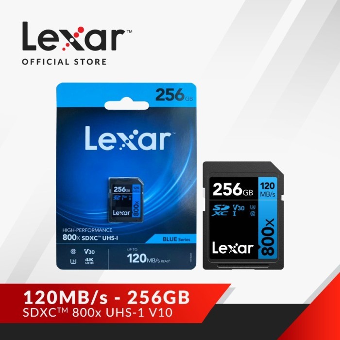 SD Card SDHC Lexar High-Performance 800x 256GB RW up to 120