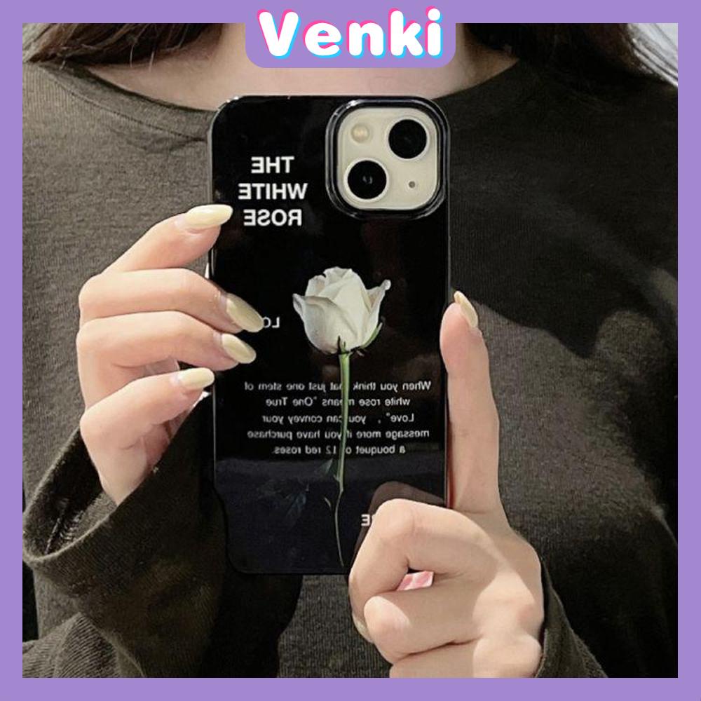 Case For iPhone 14 Series TPU Soft Case White Rose Glossy Black Candy Case Camera Protection Shockproof For iPhone 14 13 12 11 Plus Pro Max 7 Plus X XR