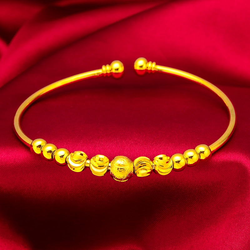 Goldkingdom Perhiasan Fashion Emas Asli Kadar 375 Bangkok Aksesoris Ready Stock Semangka Manik Benang Manik Wanita Adjustable Gelang Gaya Sederhana