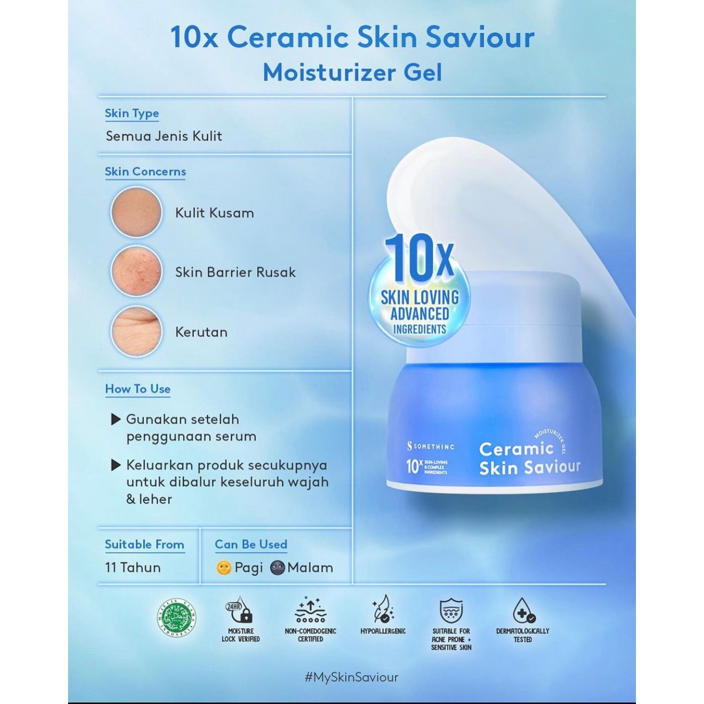 BPOM SOMETHINC Ceramic Skin Saviour Moisturizer Gel Krim Somethinc Pelembab Wajah Pencerah Wajah