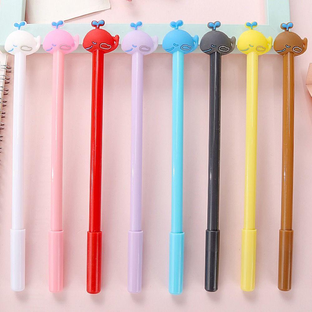 Top 8PCS/Set Pena Netral Kantor Perlengkapan Sekolah Tinta Hitam Kreatif Alat Tulis 3D Ikan Paus Berbentuk Gel Pulpen