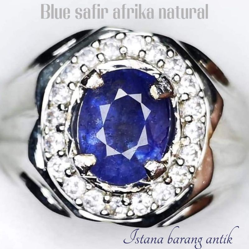 CINCIN BATU PERMATA BLUE SAFIR AFRICA 100% ASLI NATURAL