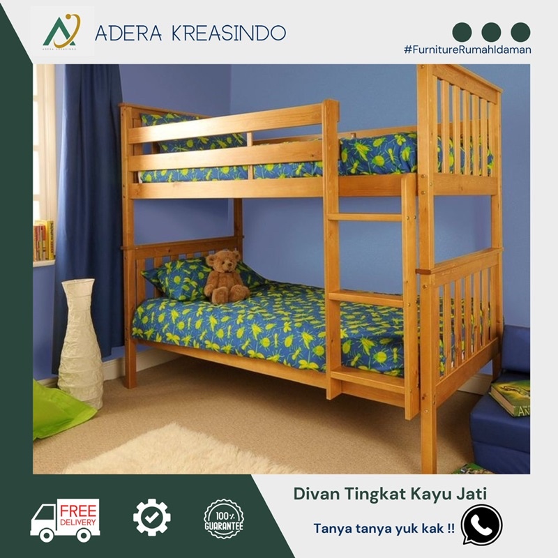 Ranjang tingkat kayu jati / ranjang susun / divan kayu jati