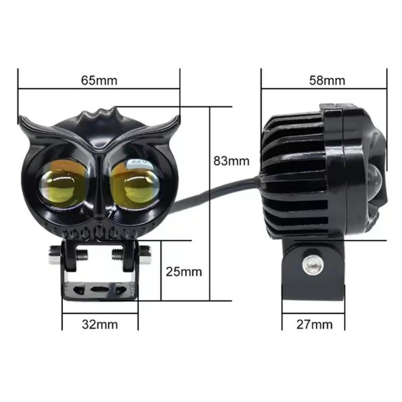 Lampu Tembak Sorot 24 Volt 2 LED OWL Superbright Mini Driving Lens Truk Bus Canter Fuso Tronton Putih Kuning 2 Warna D2 Hi Lo Cutoff Mobil High Low Lasergun Kipas Laser Gun Offroad Bar Cree Jauh Dekat Dim Light Bar Foglamp Worklight Waterproof Truck Bis