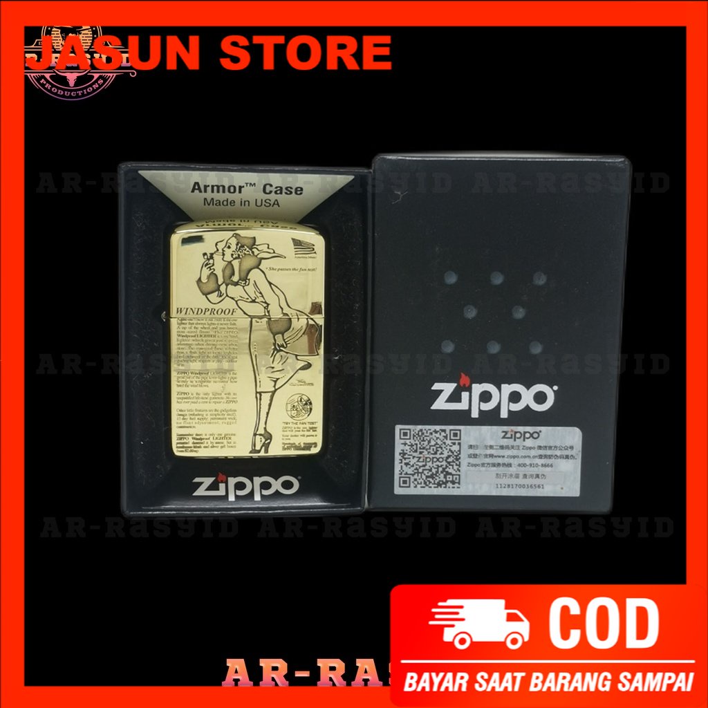 Bisa COD! Korek Api Minyak Zippo Gold Ukir Motif Zippo Windproof 168 3962-6