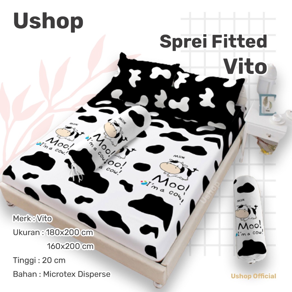 VITO Sprei 180x200 / 160x200 Tinggi 20 Cm - Milano Modelista Moonlight Phantom Pinky Love Sonata Sta