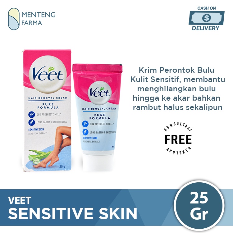 Veet Hair Removal Cream Sensitive 25 Gr - Perontok Bulu Kulit Sensitif