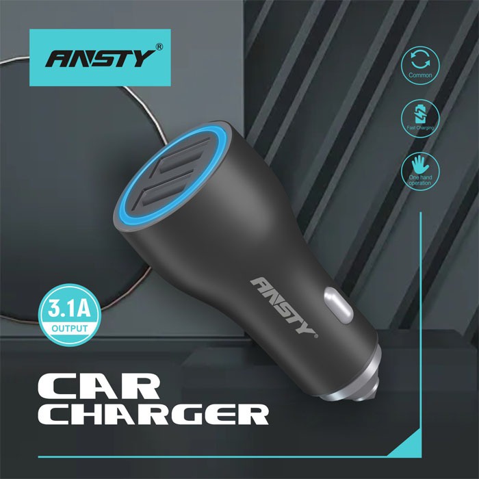 ANSTY CAR 04 SAVER CHARGER MOBIL 2 USB BLUE LIGHT IN USB PORT