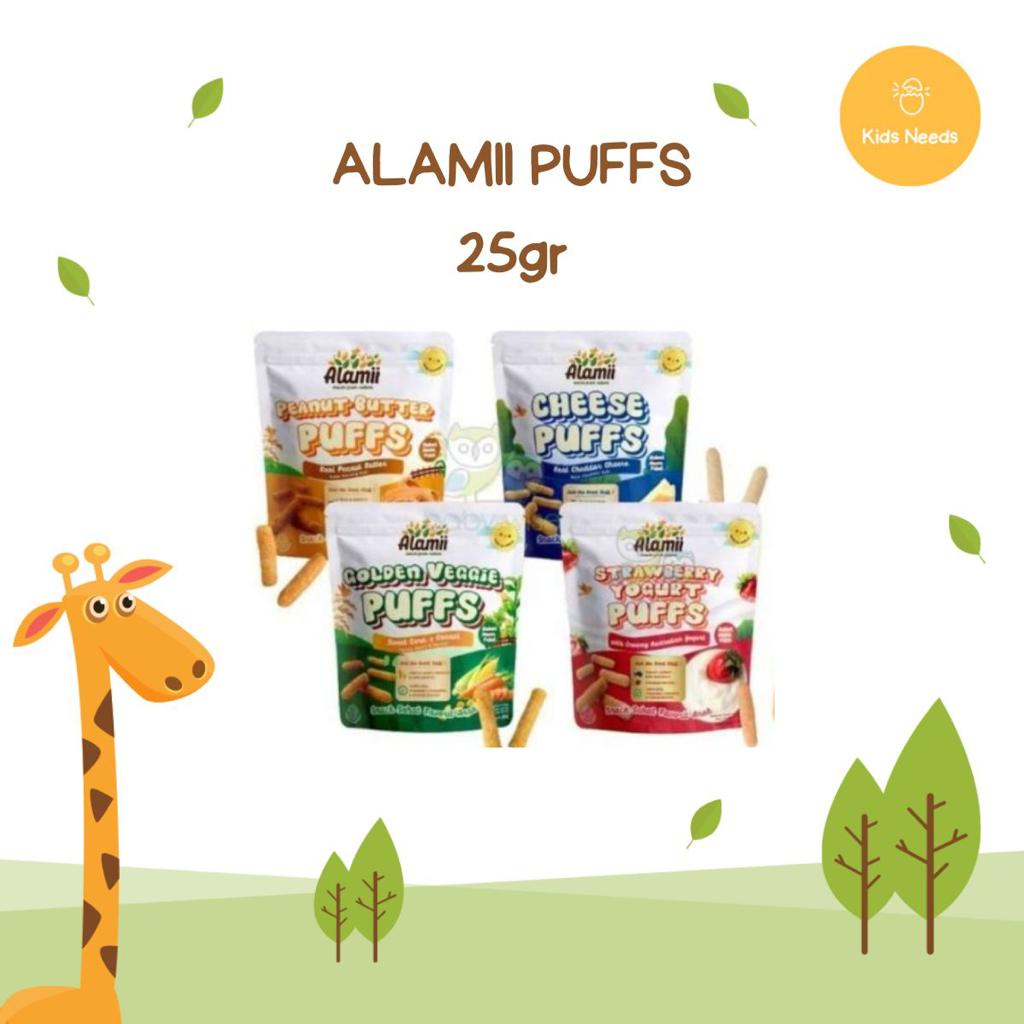 ALAMII Puffs Cheddar Cheese / Peanut Butter / Golden Veggie / Strawberry Yogurt 25gr - Camilan Bayi