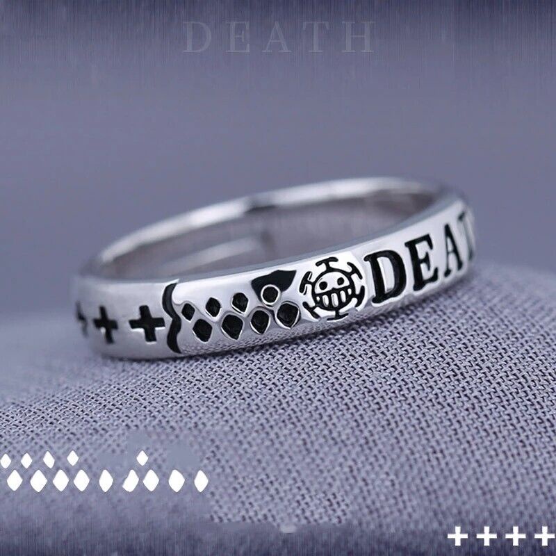 Cincin Desain Anime One Piece Luffy Trafalgar D Water Law Ace Bahan Logam Dapat Disesuaikan Untuk Unisex