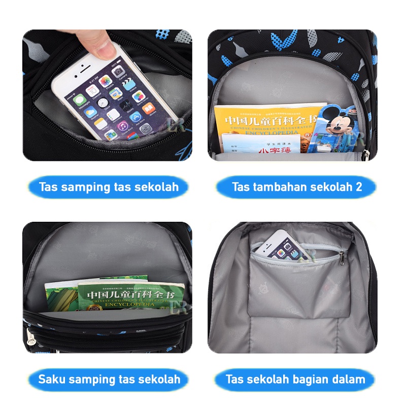 LNR Shop S-005 S-014 S-015 S-016 S-017 Tas Sekolah Import Anak Laki Laki TK - SD Kelas 1 2 3 4 5 6 Ransel School Bag Anak Tahan Air Bahan Polyester Ringan Lembut Nyaman Sekolah Dasar Taman Kanak Cowok Boy Playgroup Pre-K K1 K2 Kindergarten Tas Punggung