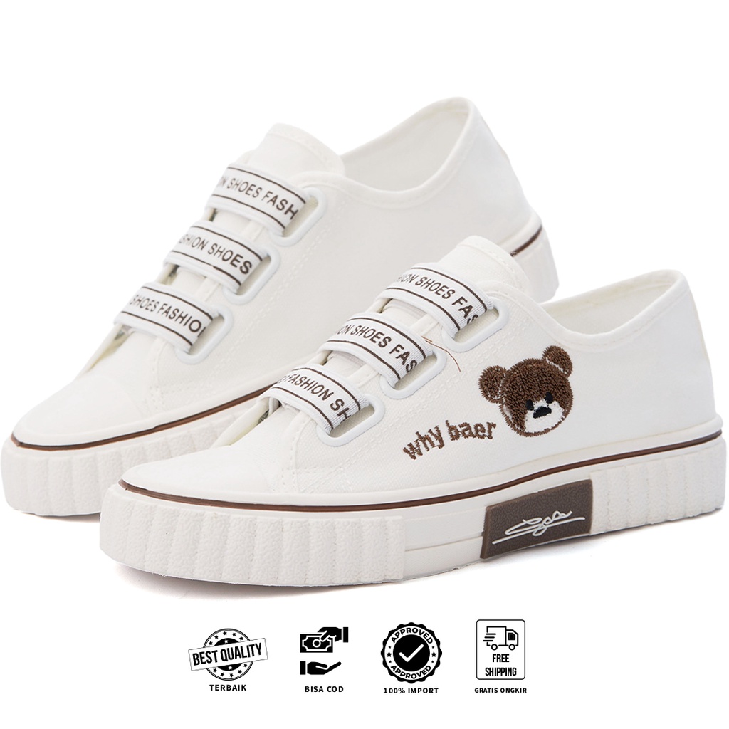 FREE KOTAK SEPATU !!! SALE!!! SEPATU SNEAKERS WANITA TALI IMPORT CANVAS PREMIUM - 882
