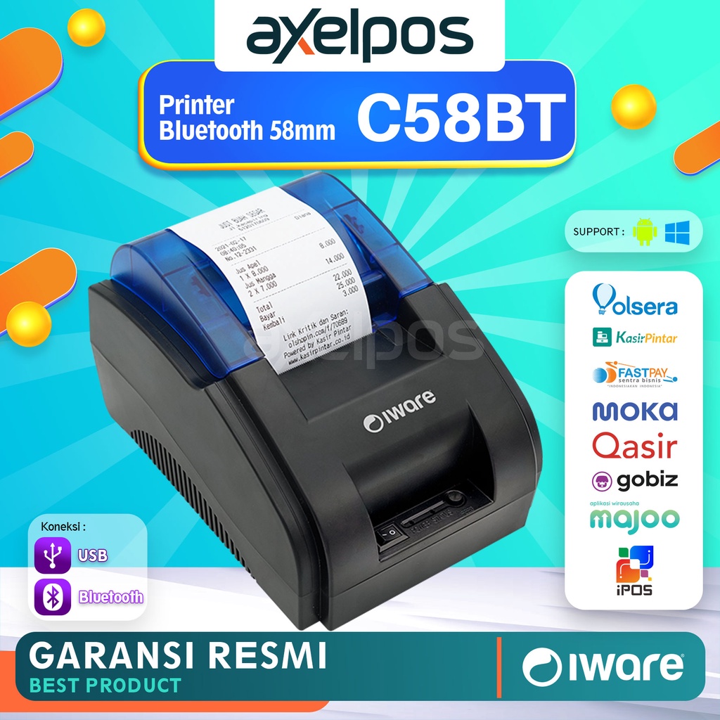 PRINTER BLUETOOTH KASIR IWARE C-58BT SUPPORT CASH DRAWER