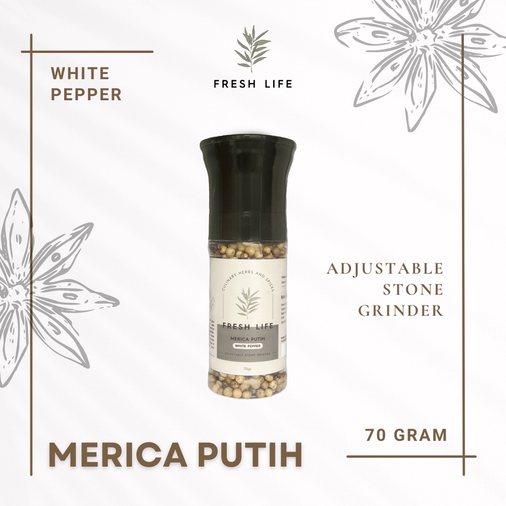 

Merica Putih (White Pepper) dalam Botol Grinder Fresh Life 70 gr