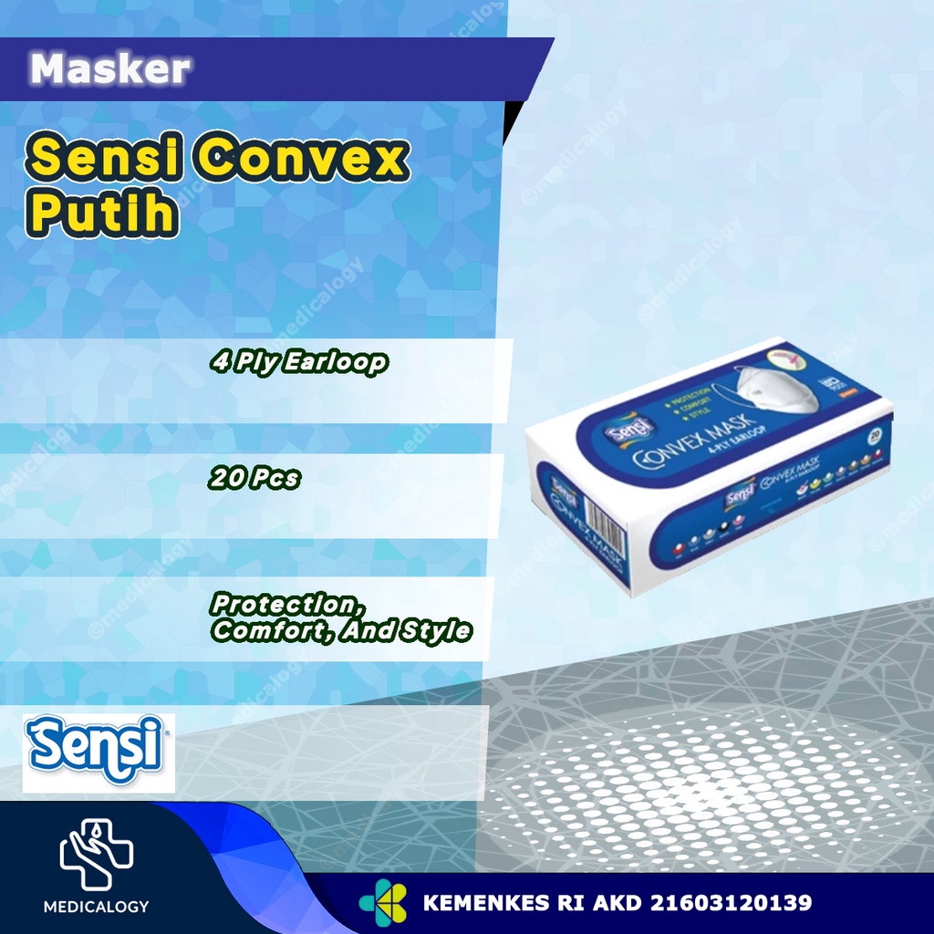 Sensi Masker Wajah Putih isi 20 Masker Sensi Convex