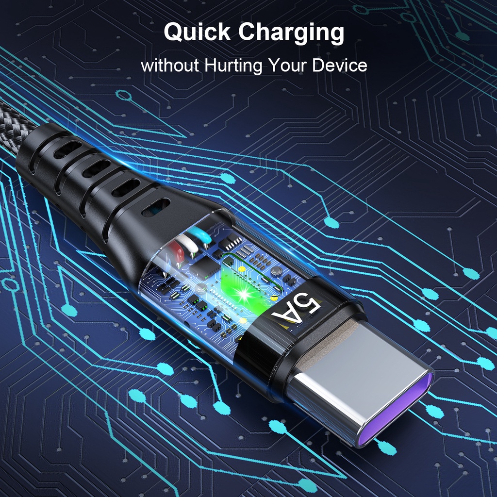 Kabel Data / Charger Usb Tipe-C 5A Fast Charging Untuk Iphone / Android