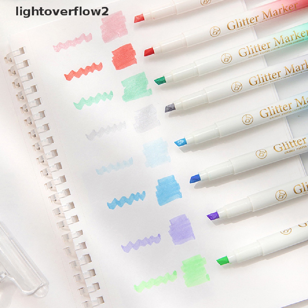 (lightoverflow2) 1pc Spidol Highlighter Warna Pastel Glitter Untuk Scrapbook