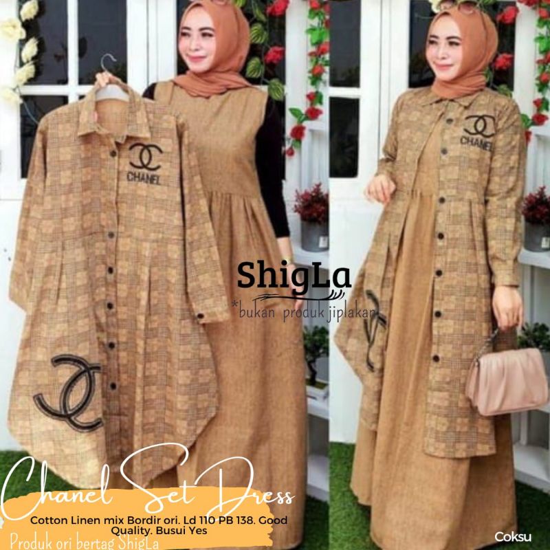 Chanel Set Dress // Gamis Kekinian Bahan Catton