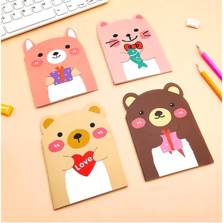 B8076 Buku Tulis Mini Motif Beruang / Note Book Mini Animal / Buku Tulis Kecil Cute Animal Berkuping