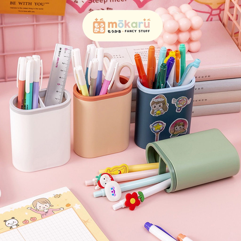 

Dual Desk Set Pastel Tempat Pensil Tabung Bahan Plastik Dengan 2 Penyekat / Aesthetic Desk Pen / Kotak Tempat Pensil Lucu Unik Murah Berkualitas