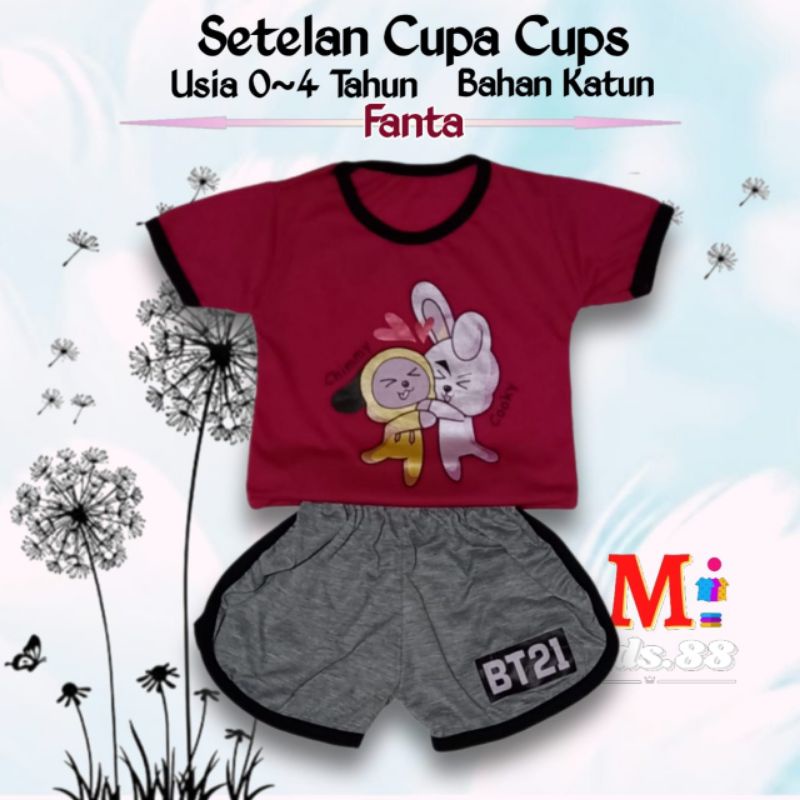 Setelan Baju Anak Playset/CUPA CUPS set anak perempuan/CHIMMY COOKY/size S,M,L,XL,XXL buat usia 0-4 tahun