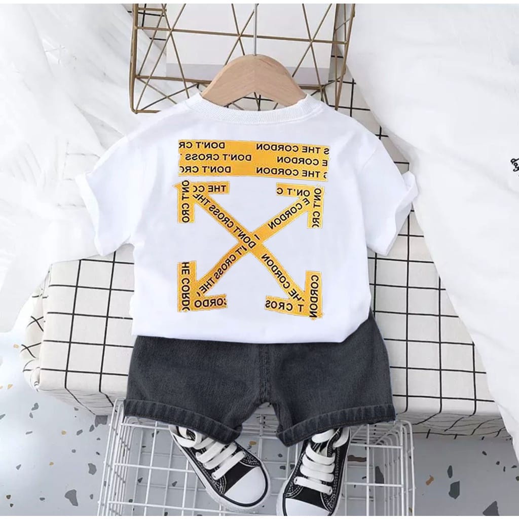 FASHION BAJU ANAK MOTIF OFF DENIM // SETELAN KAOS ANAK LAKILAKI DAN ANAK PEREMPUAN UMUR 6-10BLN 1-5THN // BAJU ANAK BERBAHAN COMBED CELANA DENIM // ADEM DAN NYAMAN SAAT DIPAKAI ANAK KARNA ADEM BILA DIBADAN // COCOK UNTUK DIPAKAI BEPERGIAN KARNA BAGUS