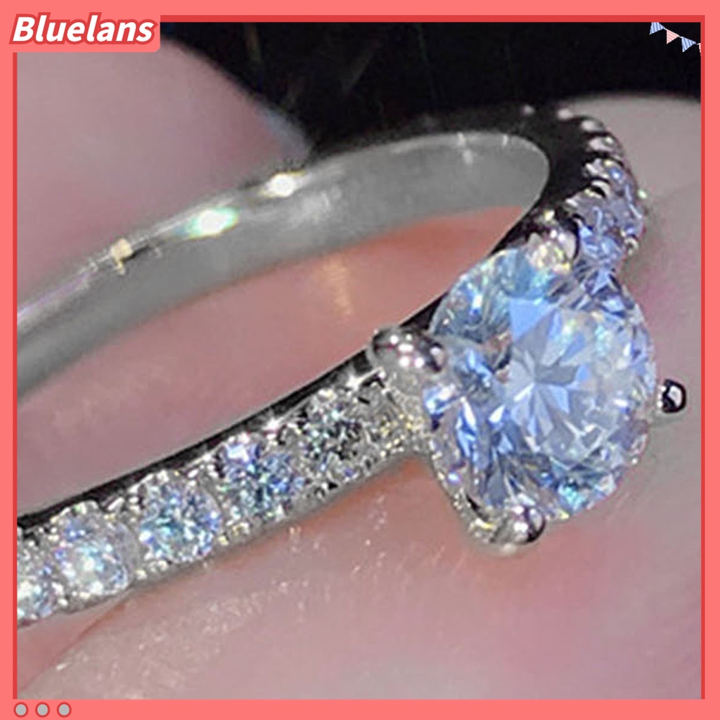 Cincin Jari Electroplated Bentuk Bulat Aksen Berlian Imitasi Untuk Wanita