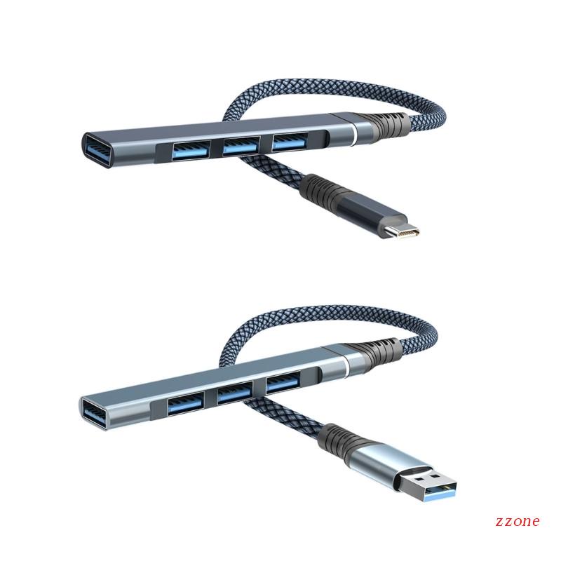 Zzz HUB Splitter 4 in 1 USB / Tipe-C Ke USB 3.0 Kecepatan Tinggi Untuk Mouse Laptop