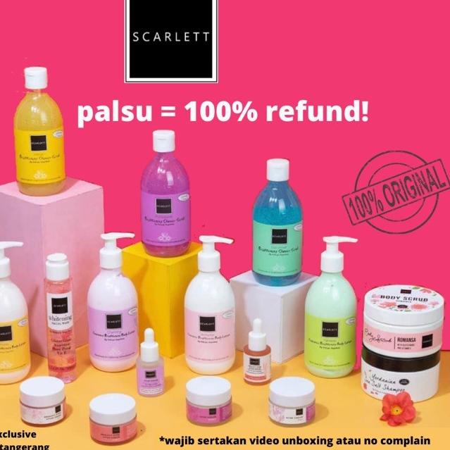 SCARLETT WHITENING ORIGINAL SCARLETT SERUM CREAM SCARLETT BODY LOTION SCRUB SCARLETT PAKET