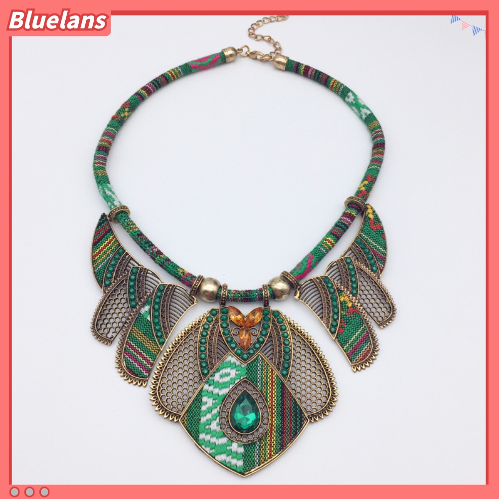 Bluelans Kalung Liontin Berlian Imitasi Gaya Tribal Vintage Untuk Wanita