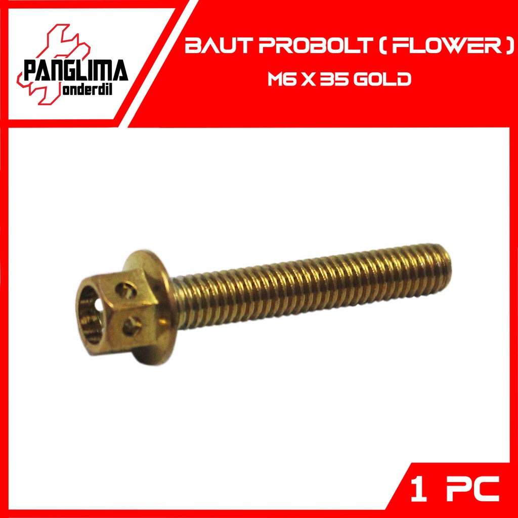 Baut Probolt Flower M6x35-6x35-M 6 x 35-M6 Gold-Emas Baud Pro Bolt