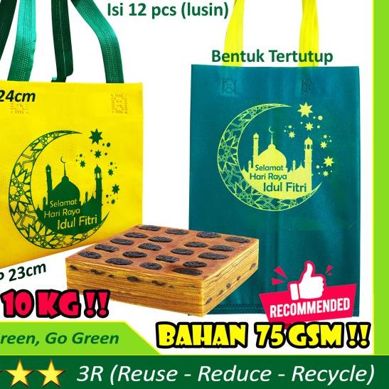 

Goodie bag IDUL FITRI 23x23x24cm Tas kue kering Nasi box kotak LEBARAN - Kuning