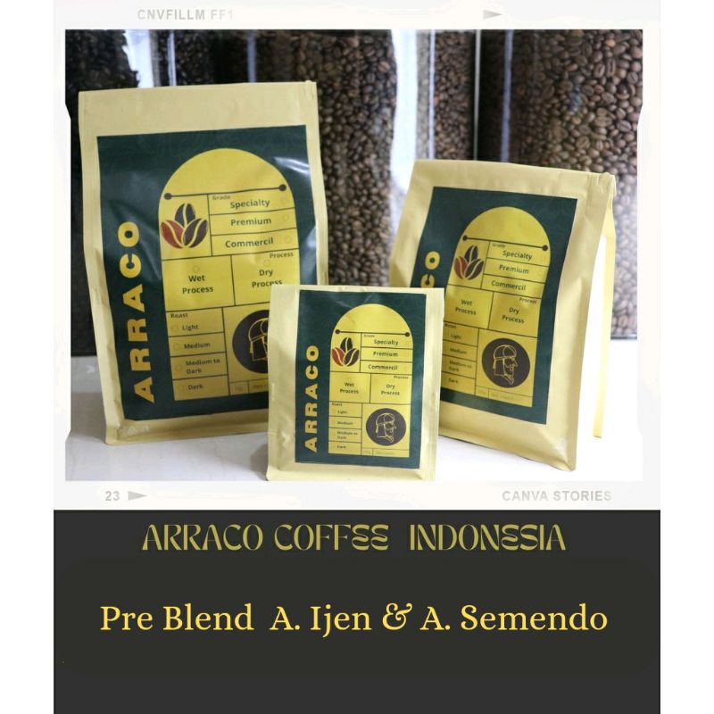 

ARRACO KOPI - PREBLEND – Arabika Ijen & Arabika semendo 1KG Biji / Bubuk | Natural - Full Washed | Medium To Dark Roasted