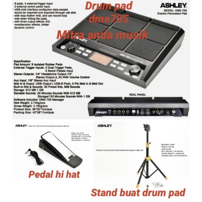 Drum pad drum electrik pad ashley dme705
