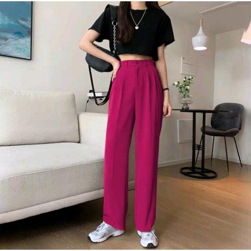 Loose pants highwaist celana kulot