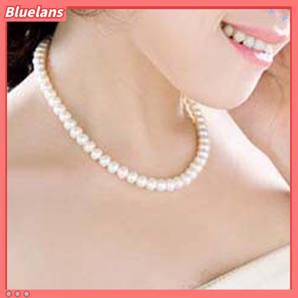 Bluelans Necklace 8mm Imitation Pearls Elegant Women Metal Lobster Clasp Necklace