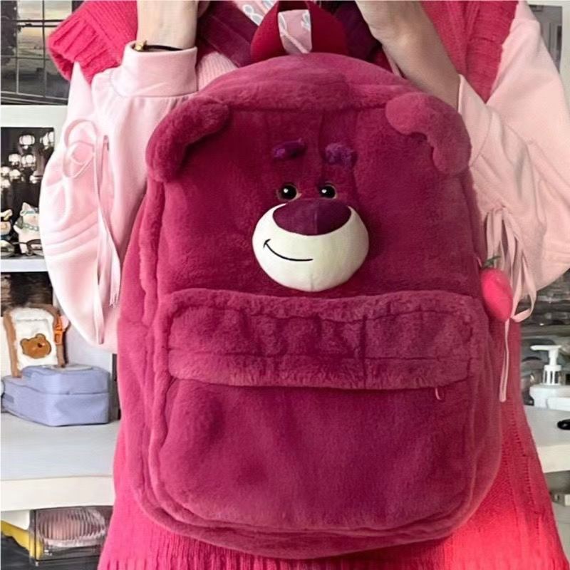 ☞❏Sera mengimpor 2022 musim gugur dan musim dingin baru Disney strawberry bear tas sekolah lucu tiga dimensi gadis hati buku mewah lucu...