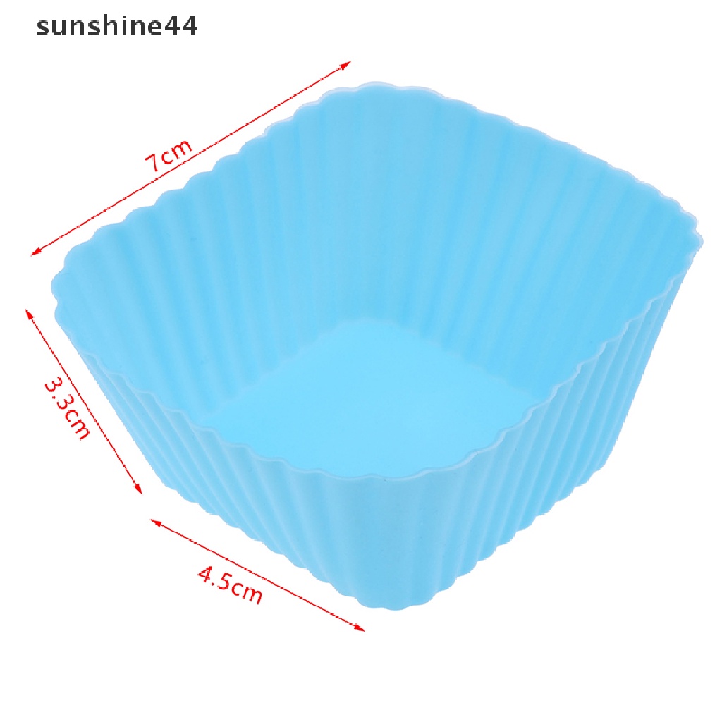 Sunshine 1 / 6Pcs Cetakan Jelly / Puding / Muffin Bentuk Kotak Bahan Silikon Ukuran 7cm