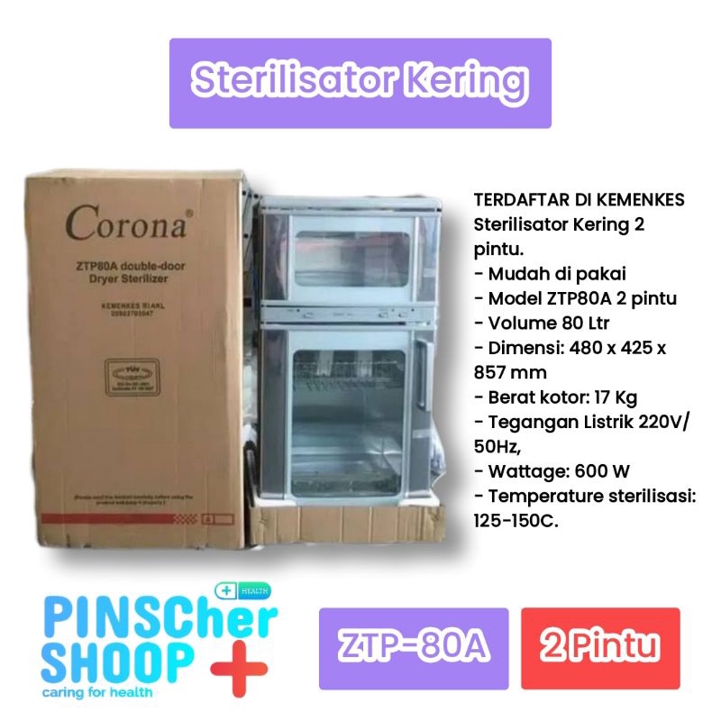 STERILISATOR KERING 2 PINTU 80 LITER AUTOCLAVE CORONA ZTP80A