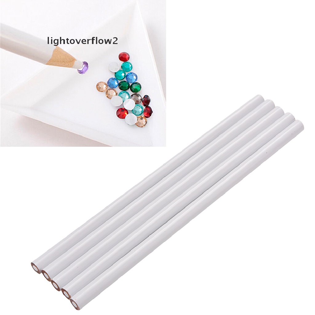 (lightoverflow2) 5pcs / Set Pensil Picker Pengambil Kristal / Berlian Imitasi Untuk Nail Art Pensil Picker Pengambil Kristalberlian Imitasi Untuk Nail Art 2x Lilin Waxing