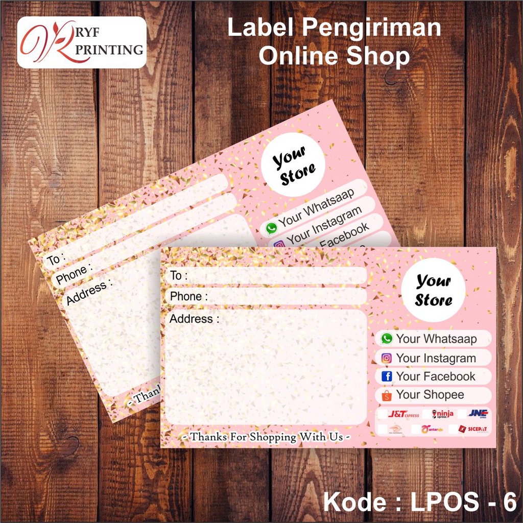 

LABEL PENGIRIMAN ONLINE SHOP / ONLINE SHOP SHIPPING CARD