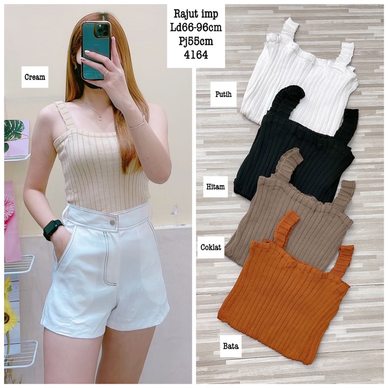 Tanktop MINATO Rajut Tali - Atasan Knit Korean - Tanktop Wanita