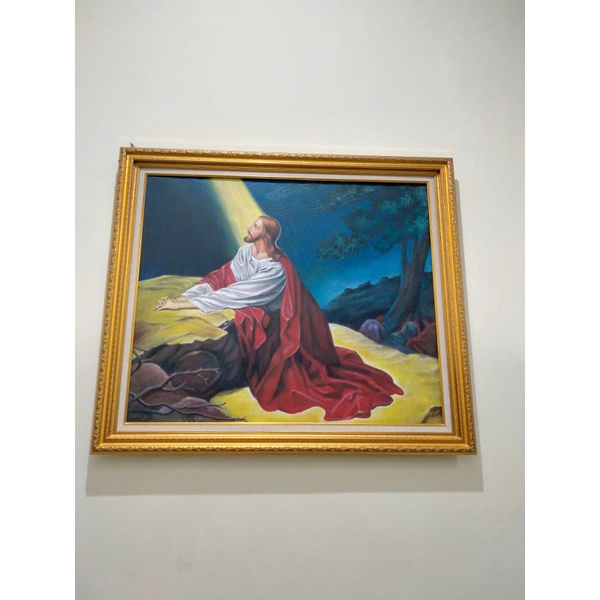 lukisan tuhan yesus berdoa 85×100 plus pigora