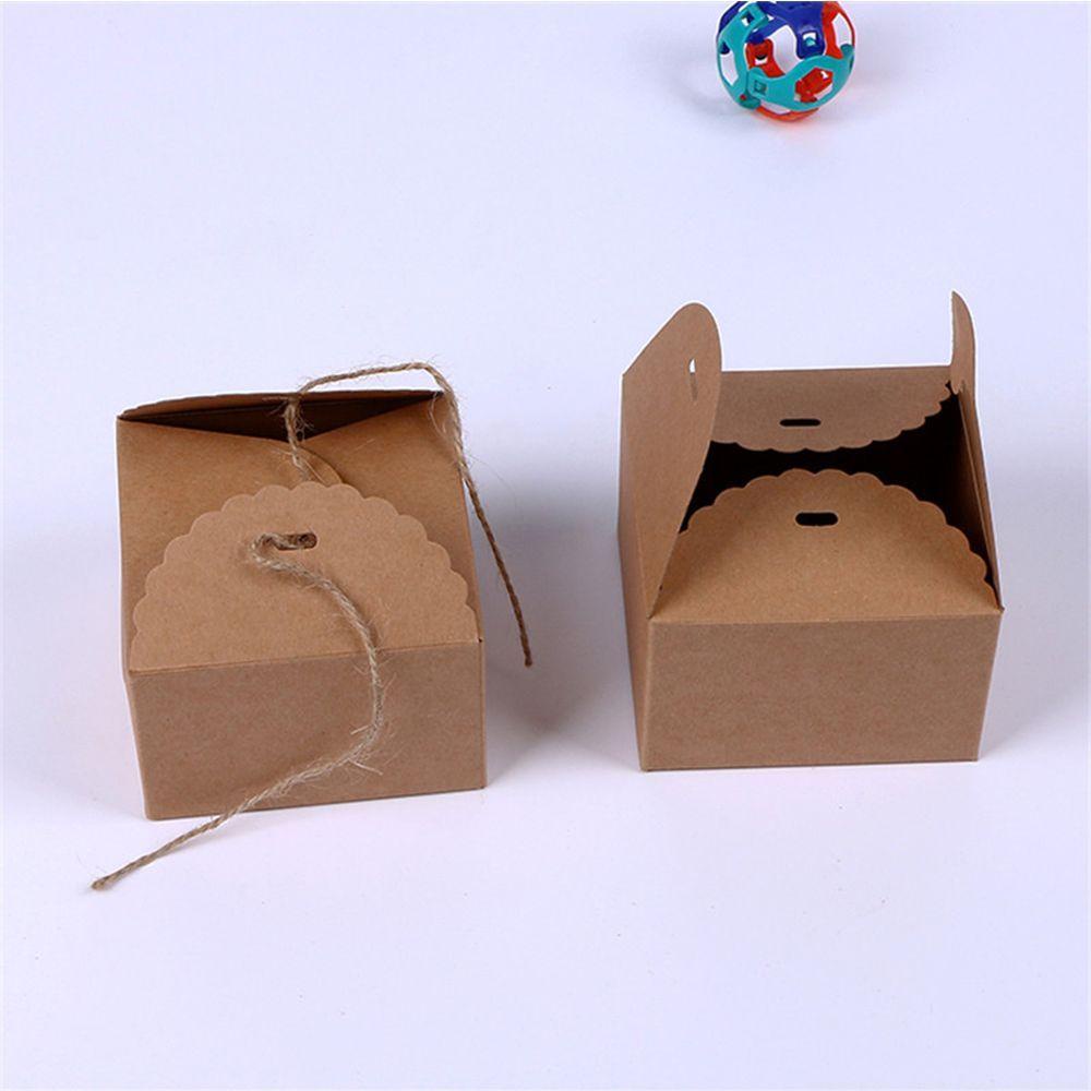 Lanfy 10Pcs Mini Favor Box Praktek 9 * 9 * 6 cm DIY Kertas Kraft Perlengkapan Pesta Bakery Cookie Favor Packaging