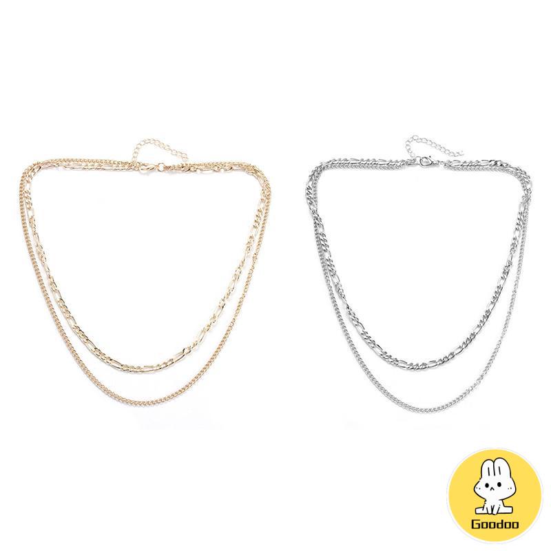 Eropa Retro Double Layer Kalung Fashion Sederhana Wanita Pria Kalung Aksesori -Doo