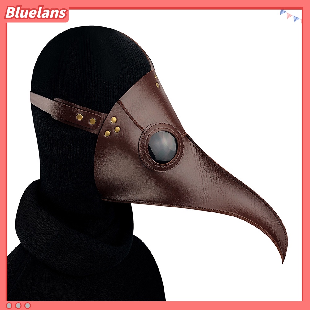 Masker Mulut Panjang Desain Plague Doctor Punk Bahan Kulit Imitasi Untuk Kostum Masquerade