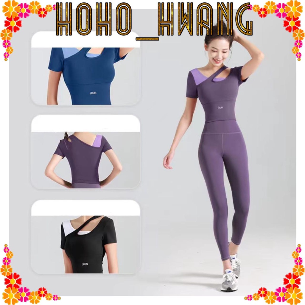 HOHO_HWANG (S-12) Kaos Sport Wanita/ Baju Olahraga/ Baju Senam Gym Yoga Wanita Lengan Pendek